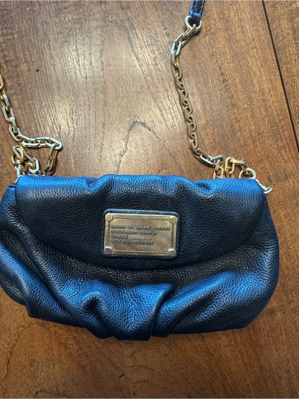 Marc by Marc Jacobs  Black Pebbled Leather Crossbody with Gold Hardware